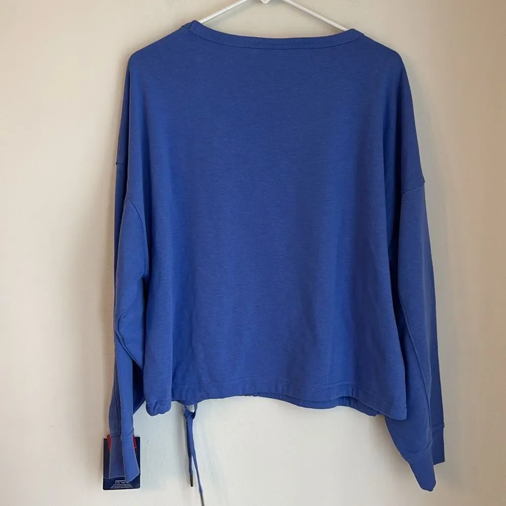 Champion Women cropped campus French terry crew neck knit sweatshirt LG NWT!